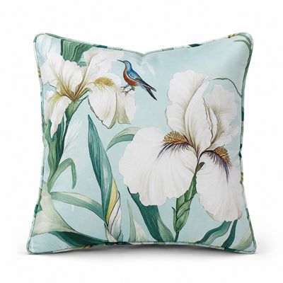 CUSHION F&amp;H VELVET FLORAL IRIS