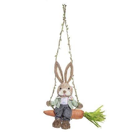 Rustic Male Bunny on a Carrot Swing