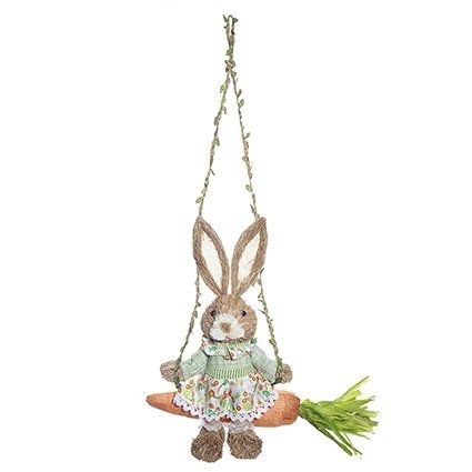 Rustic Female Bunny on a Carrot Swing