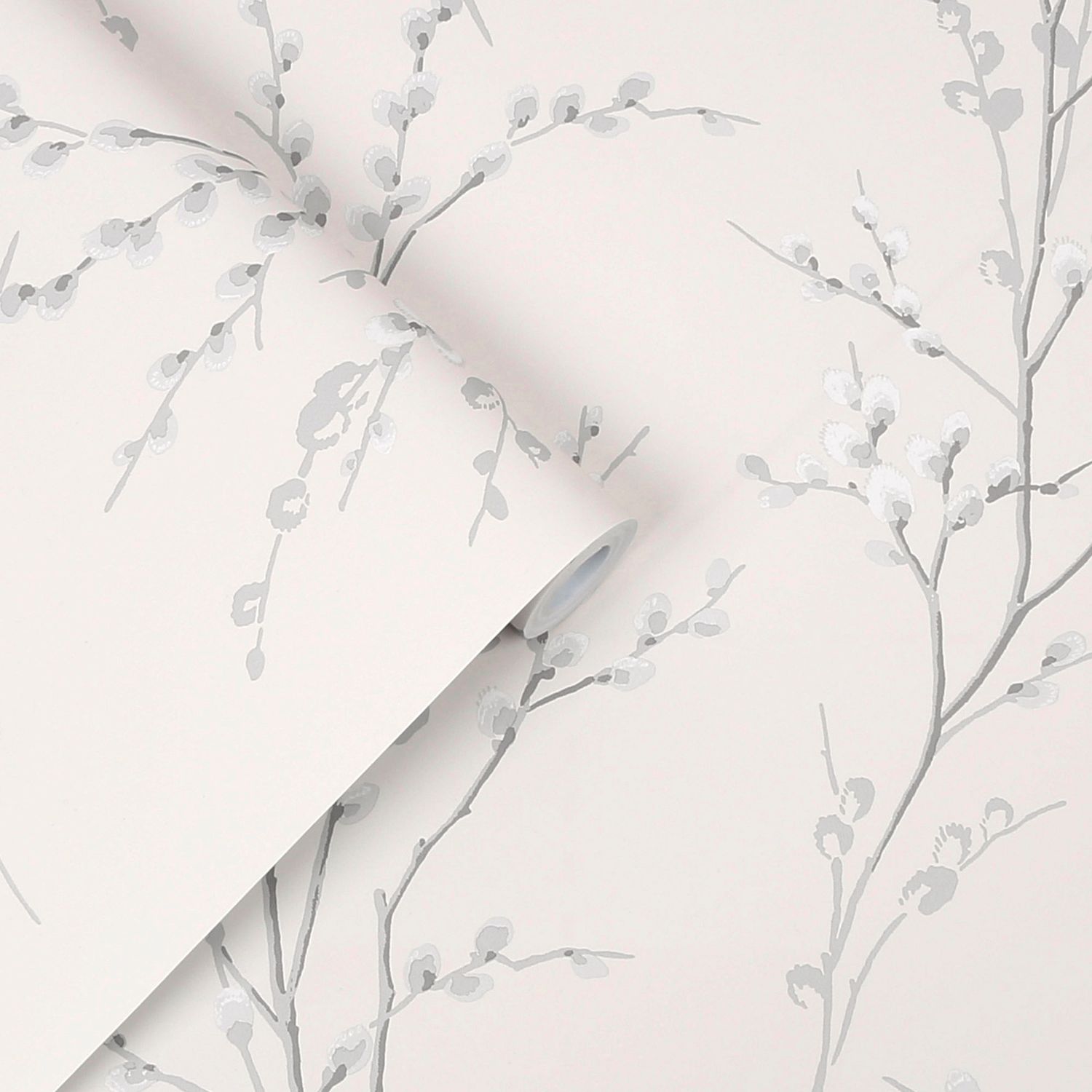 Laura Ashley Wallpaper Pussy Willow Off-White Steel