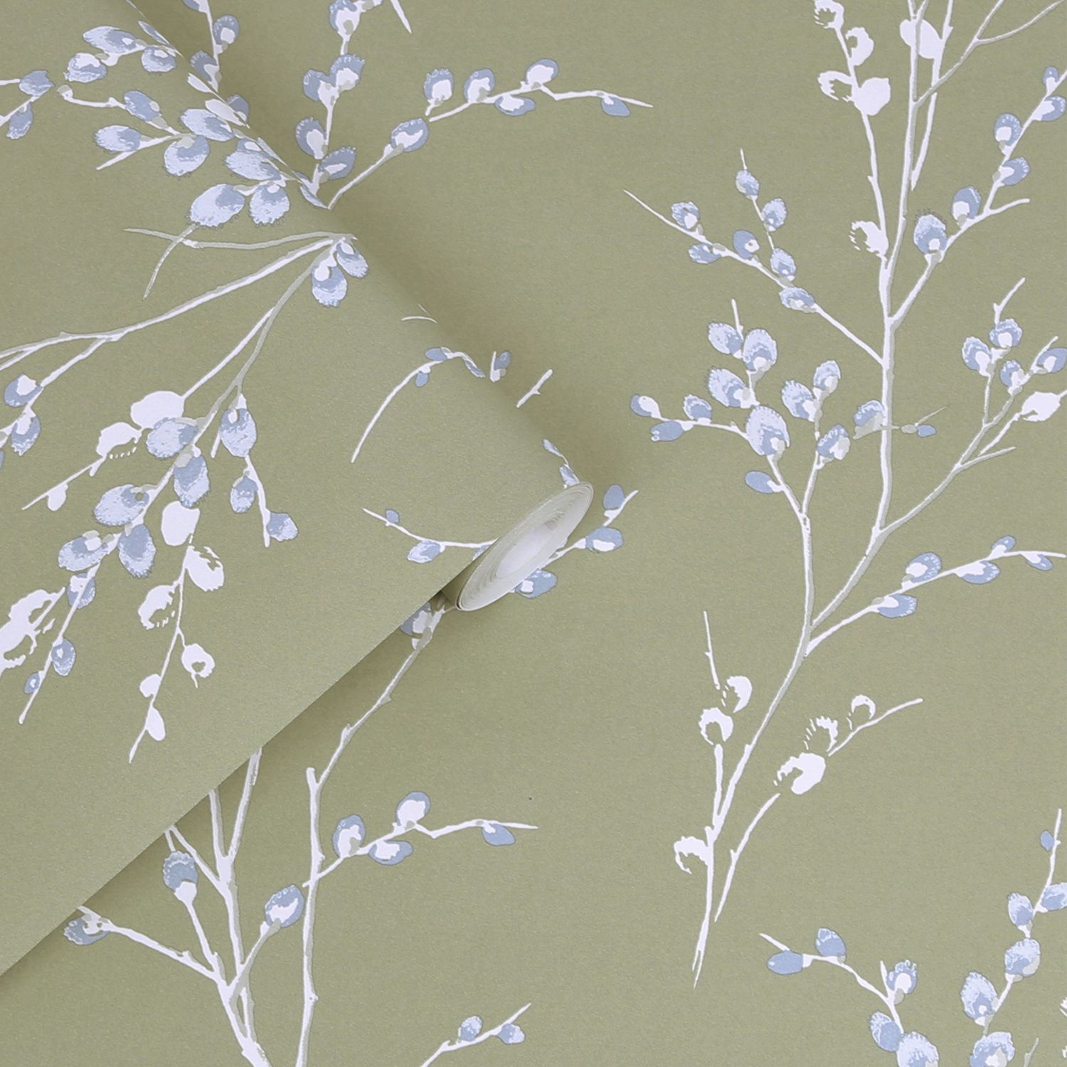 Laura Ashley Wallpaper Pussy Willow Moss Green