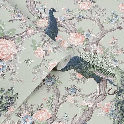 Laura Ashley Belvedere Sage Green Wallpaper