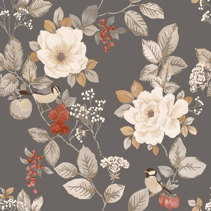 Bramble Floral Wallpaper Charcoal