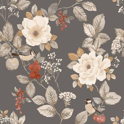 Bramble Floral Wallpaper Charcoal