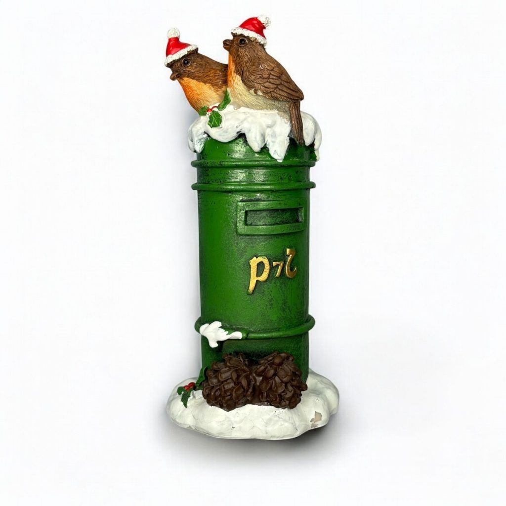 Traditional Irish Christmas postbox with robins 