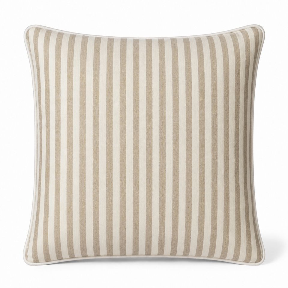 CUSHION F+H LINEN WEAVE STRIPE BEIGE