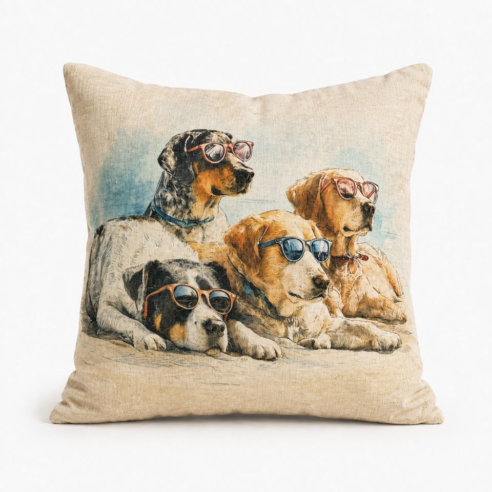 Linen Weave Beach Boys Cushion