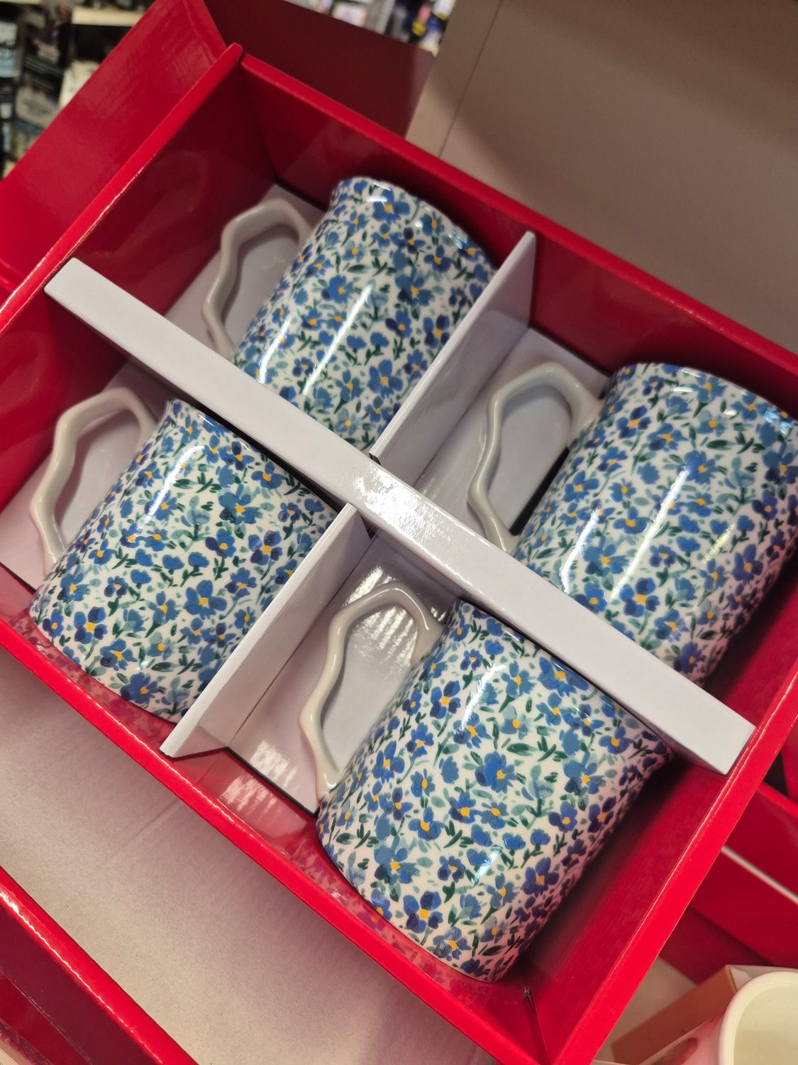 Blue Daisy 4pc Mug Set