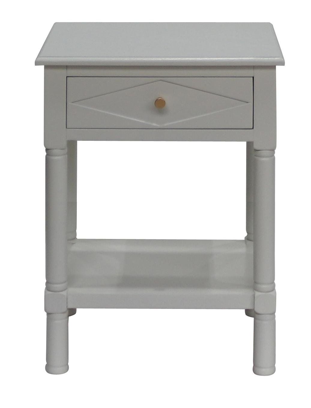 Neutral White 1 Draw Side Table