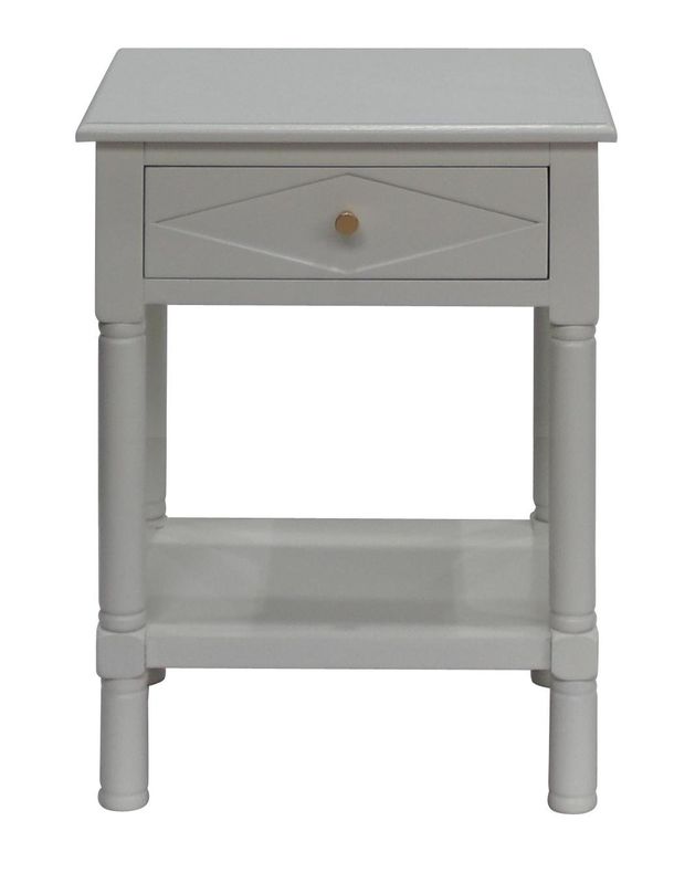 Neutral White 1 Draw Side Table