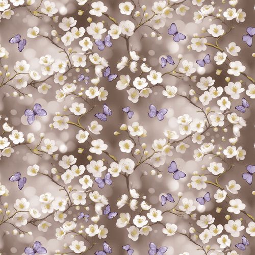 Purple Butterfly Seamless Floral Tablecloth
