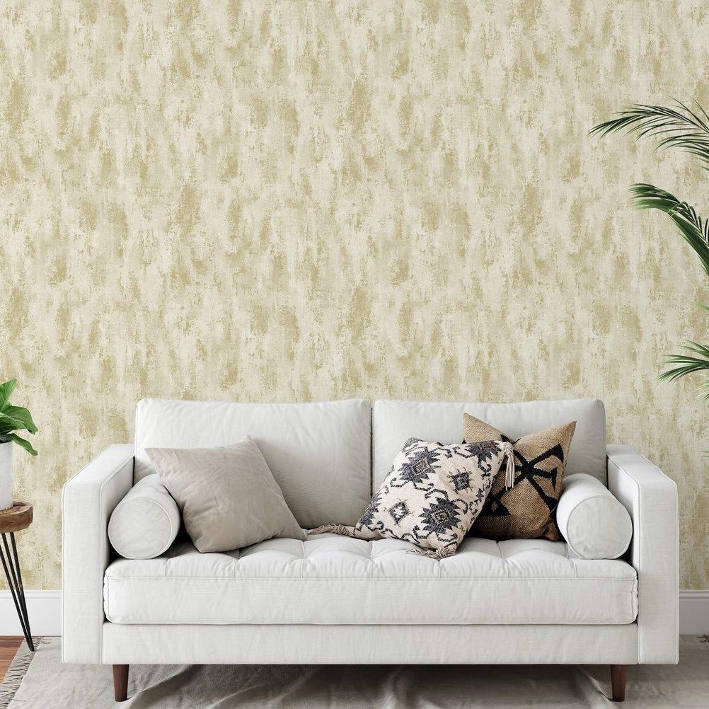 Venetian Concrete Gold Textured Wallpaper