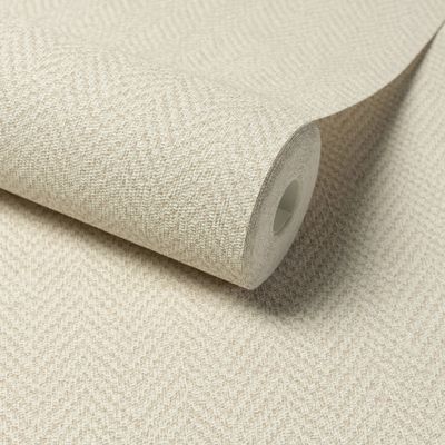 Leige Herringbone Cream Wallpaper