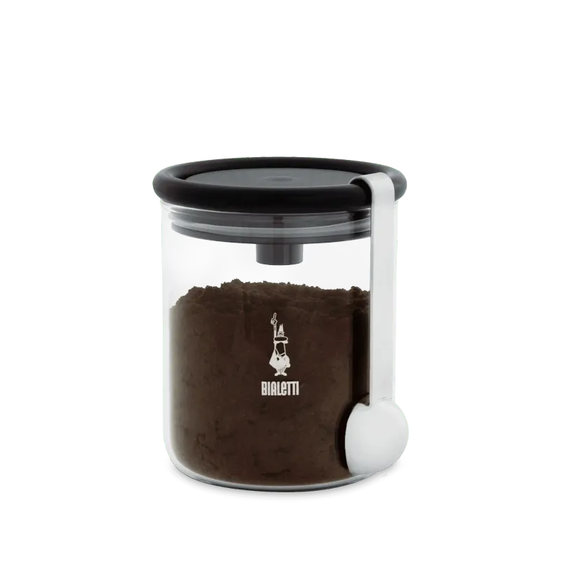 GLASS COFFEE JAR WITH MOKA TOP