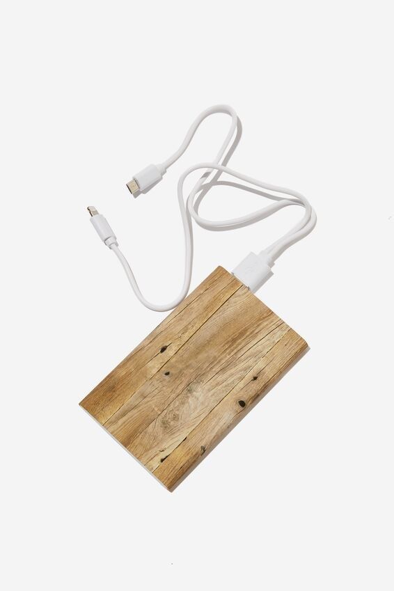 Typo Printed Charge It Power Bank, Wild West Woodgrain