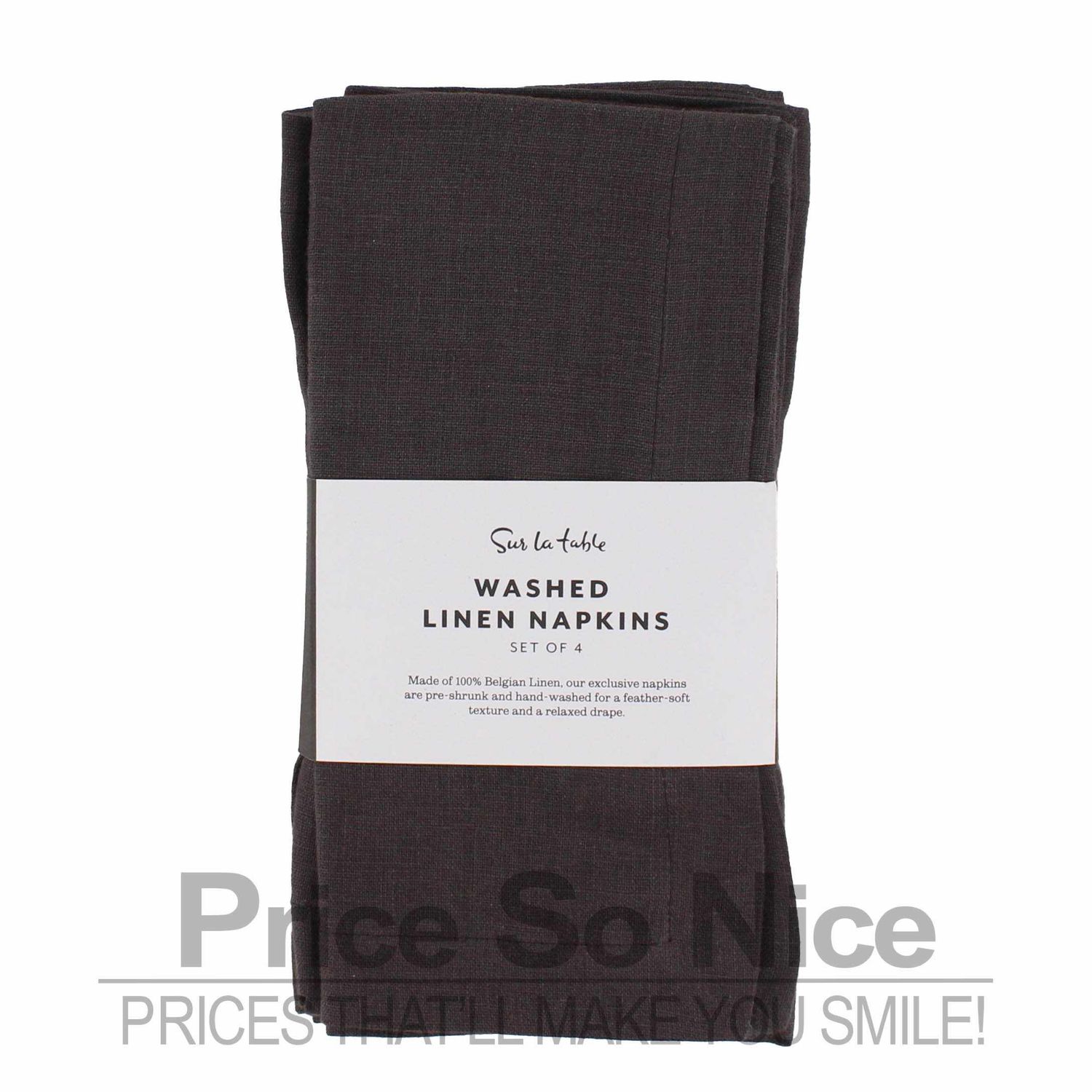Sur La Table Washed Linen Napkins, Set of 4, Charcoal