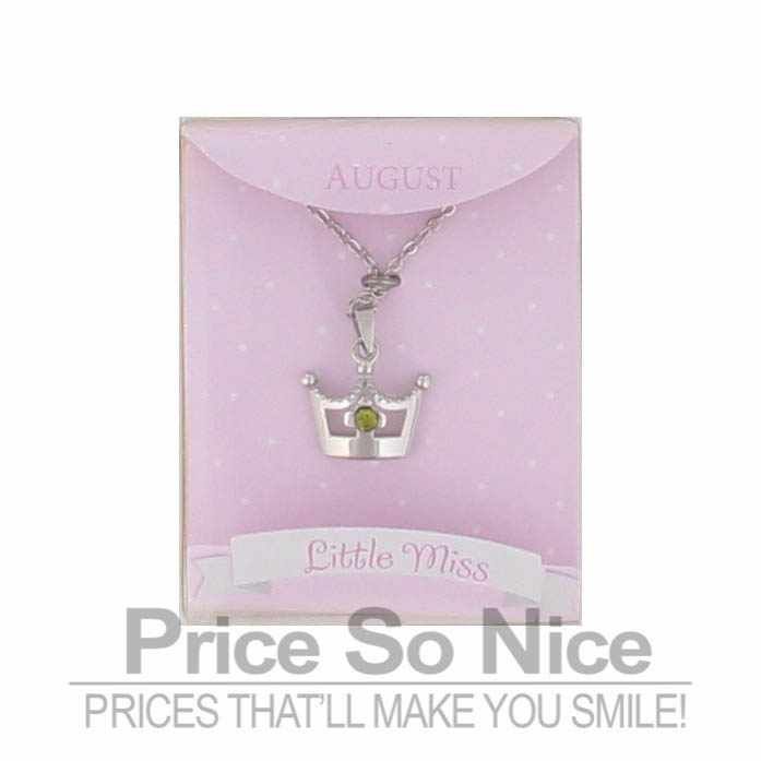 Little Miss August Crown Birthstone Necklace