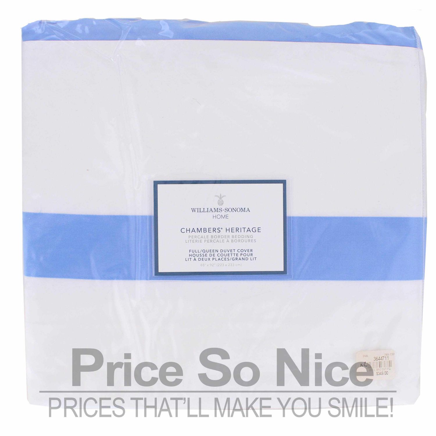 Williams Sonoma Chambers Heritage Border Bedding Full/Queen Duvet Cover MSRP $39