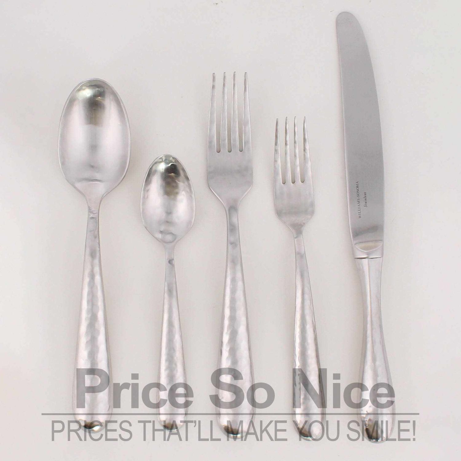 Williams Sonoma 5 Piece Hammered Flatware Place Setting