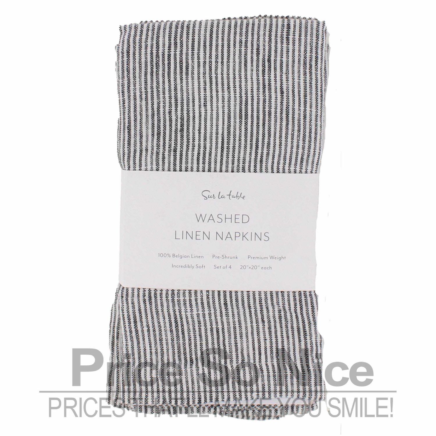Sur La Table Striped Napkins, Set of 4, Charcoal