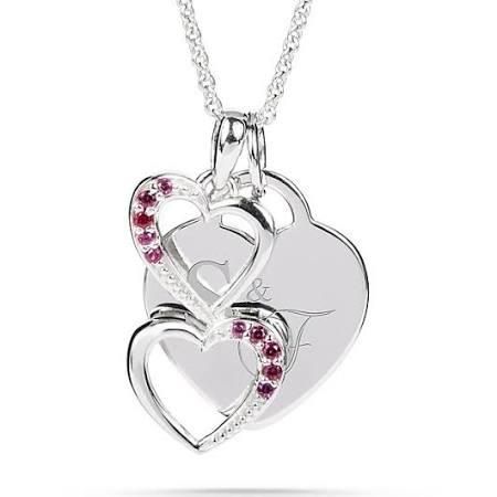 Things Remembered Sterling Silver Entwined Red Hearts Necklace