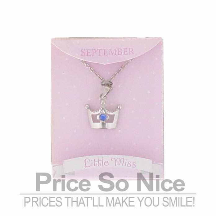 Little Miss September Crown Birthstone Necklace
