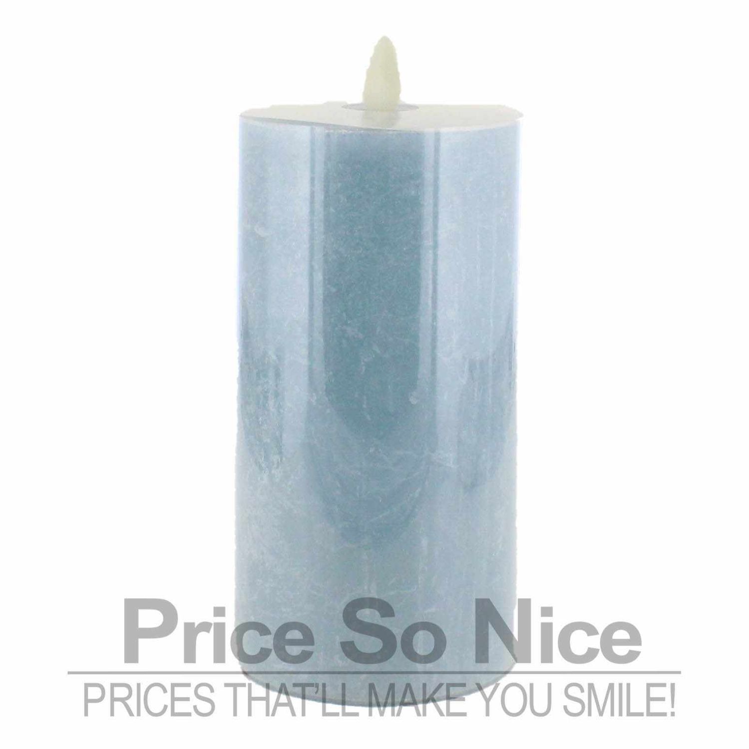 Pottery Barn Flickering Flameless Pillar Candle - Chambray Blue Salt Washed- 3x6