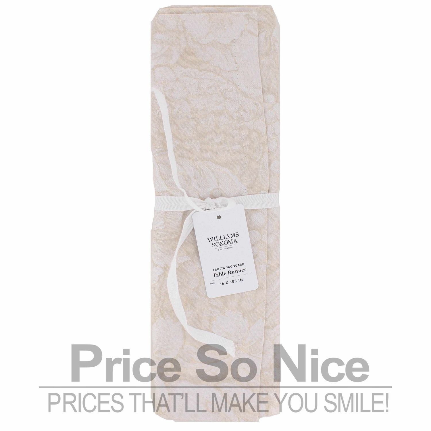 Williams Sonoma Frutta Jacquard Flax Table Runner - 16 x 108 MSRP $80