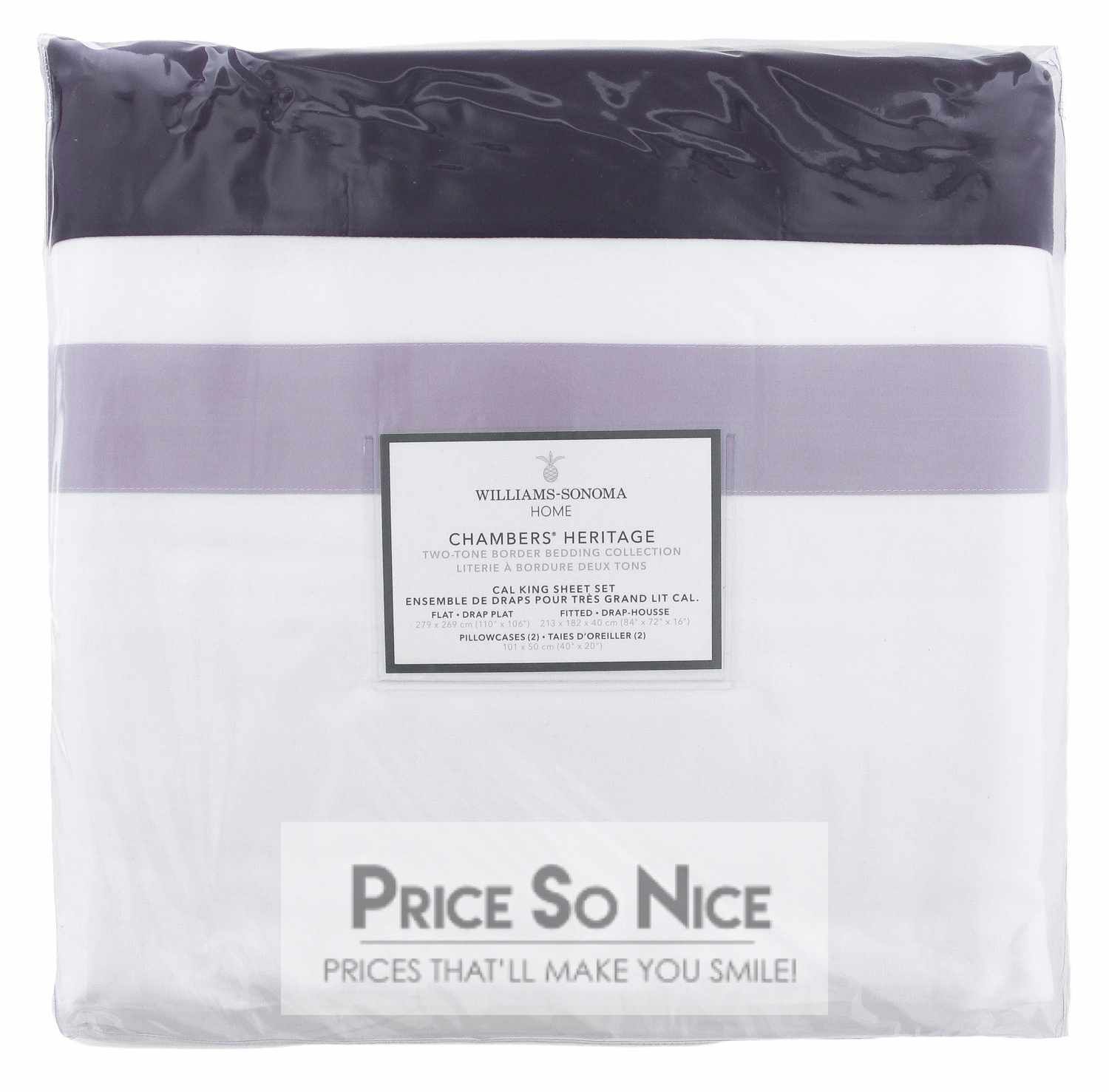Williams Sonoma Chambers Heritage Burgandy Cal King Sheet Set MSRP $399