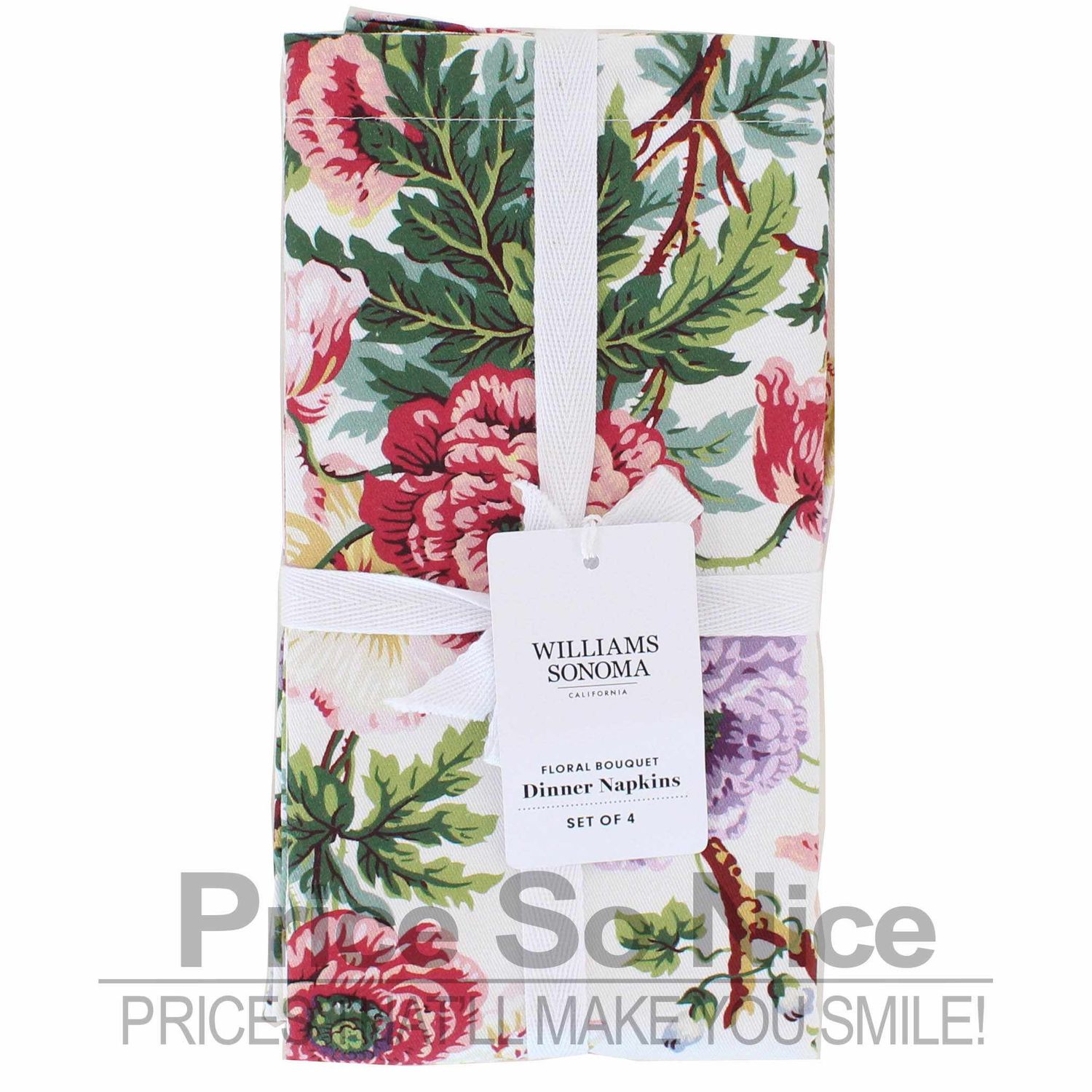 Williams Sonoma Spring Floral Napkins, Set of 4, MSRP $50