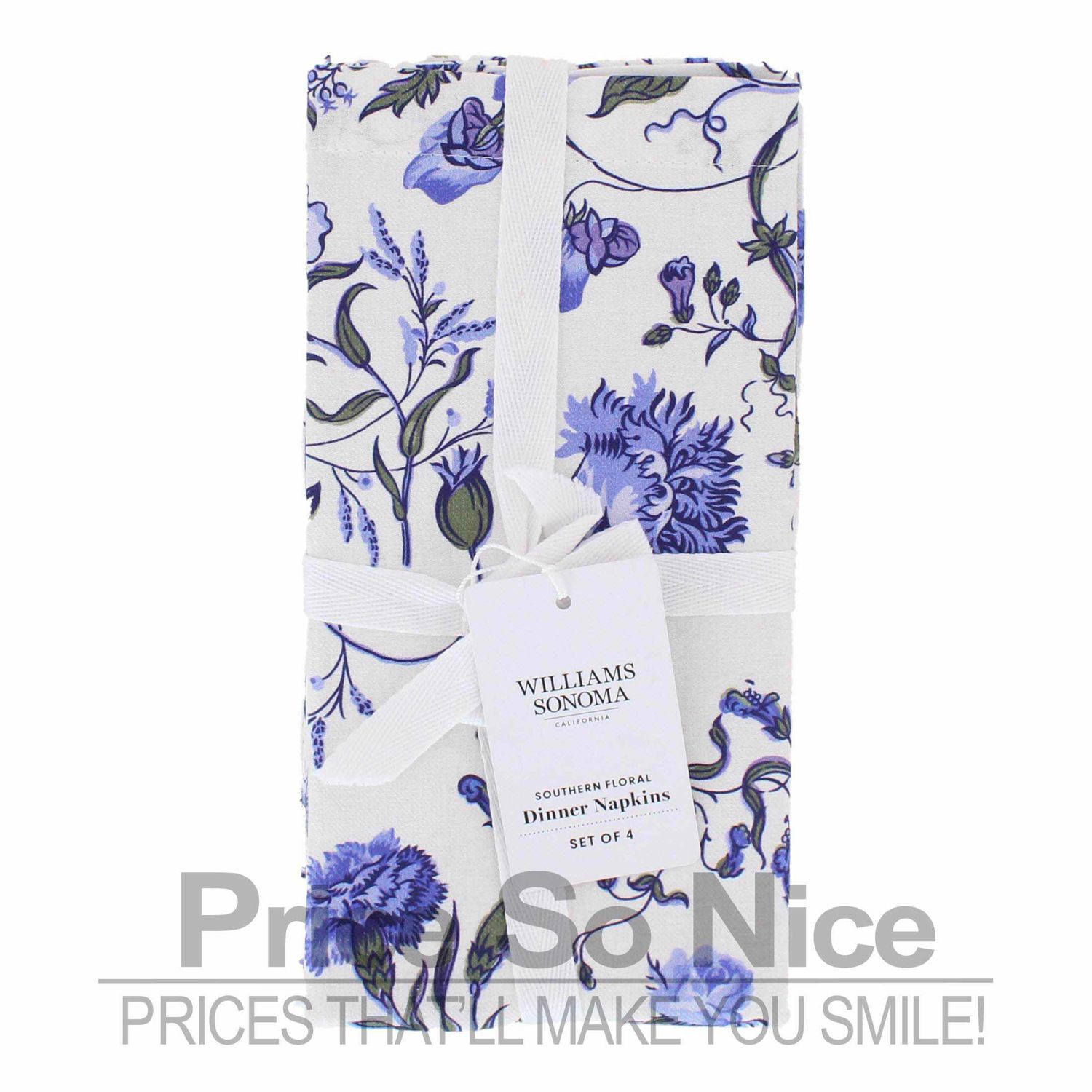 Williams Sonoma Southern Floral White - Set of 4 MSRP $40
