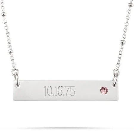 Things Remembered Sterling Silver October Bar Necklace