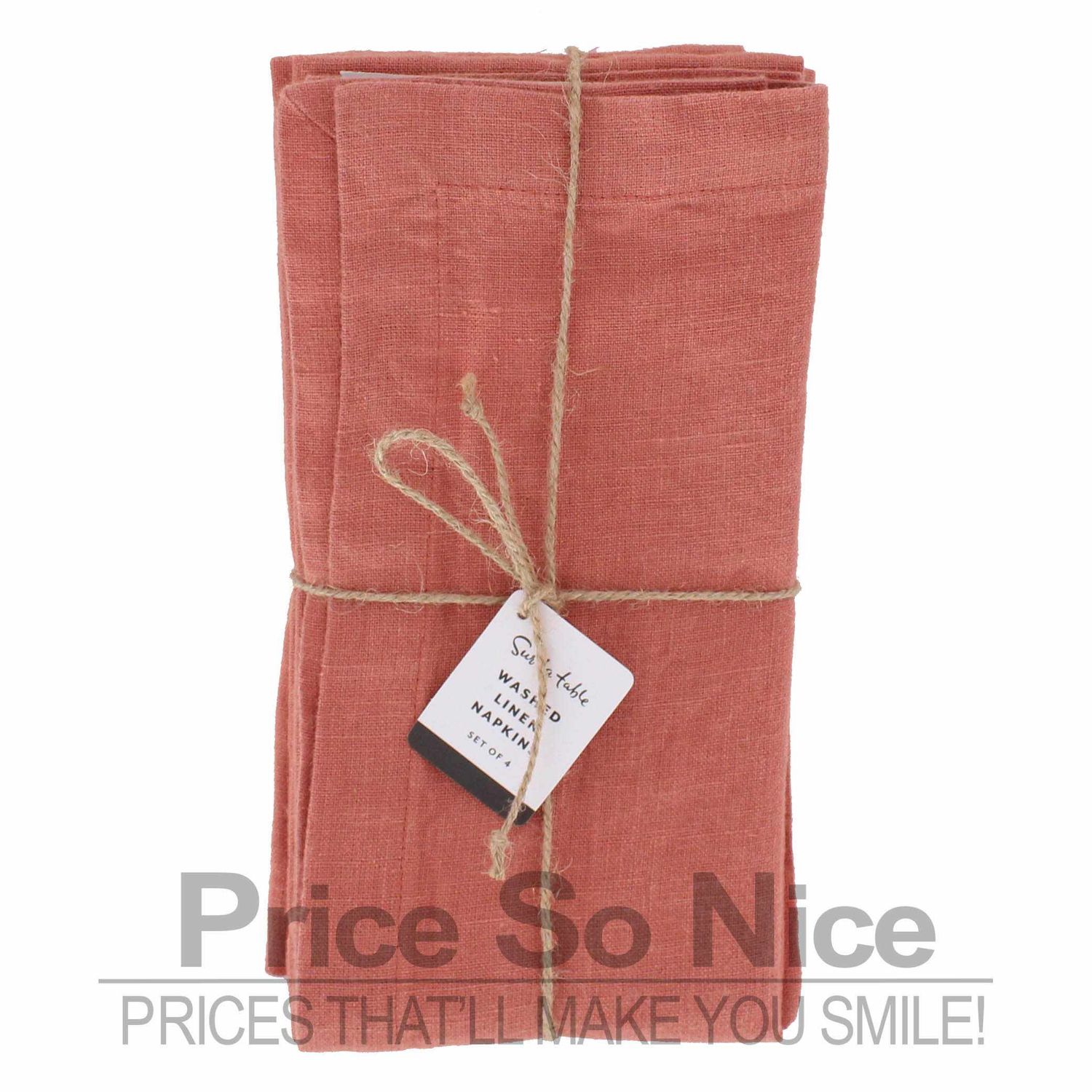 Sur La Table Washed Linen Napkins Terracotta - 20 x 20, Set of 4 MSRP $50