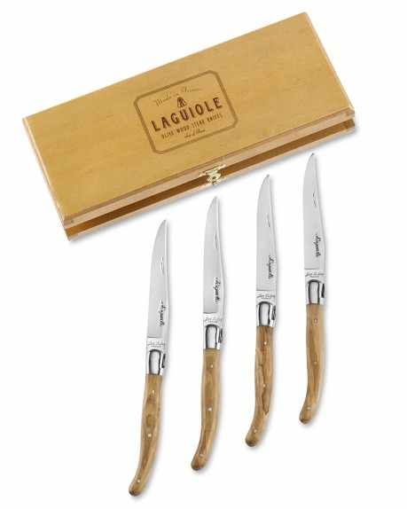 Jean Dubost Laguiole Olivewood Steak Knives, Set of 4 MSRP $250