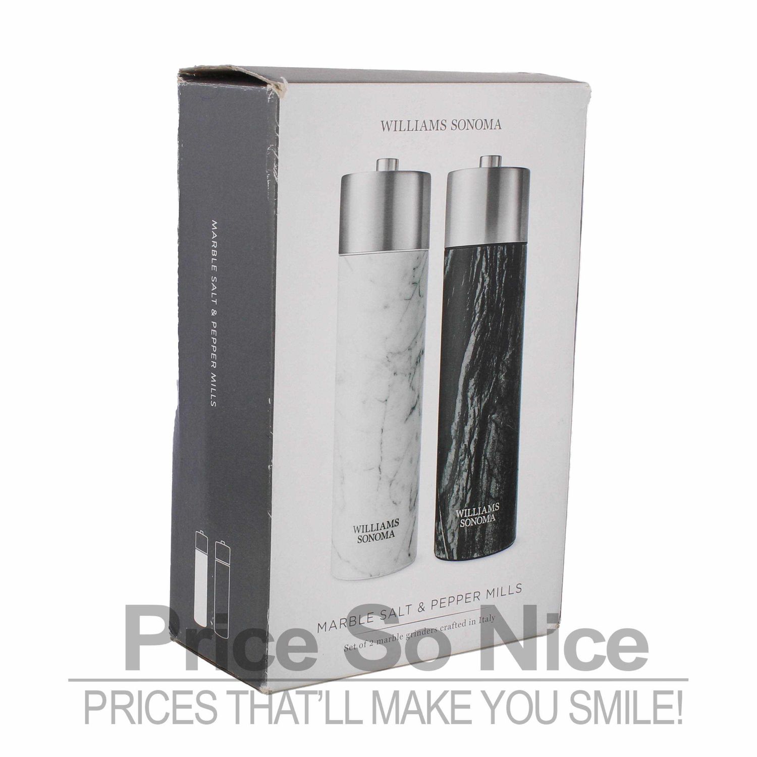 Williams Sonoma Signature Salt &amp; Pepper Mills, Marble MSRP $210