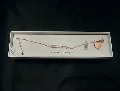 Things Remembered Rose Gold Sterling Silver Heart and Arrow Bracelet