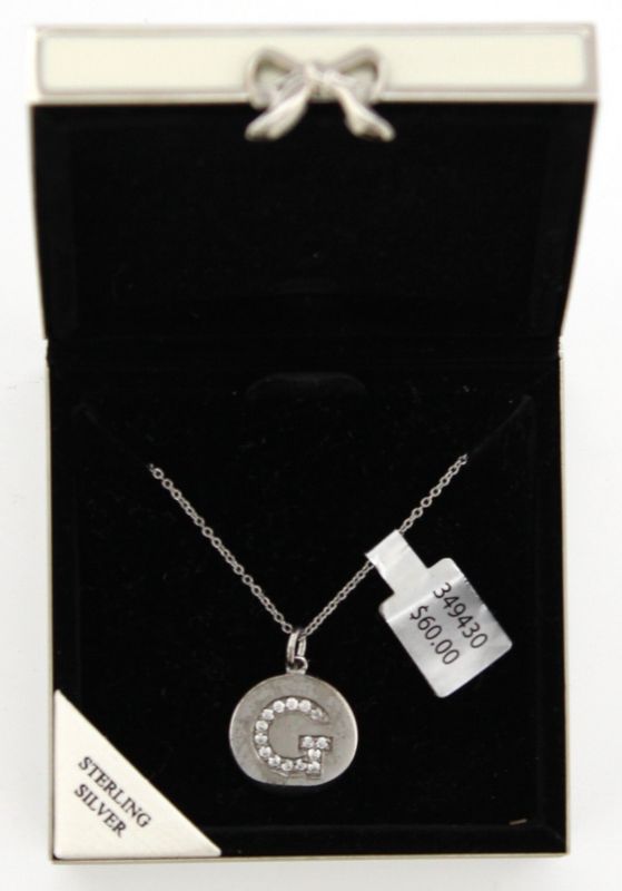 Things Remembered Sterling Silver Disc Initial &quot;G&quot; Necklace