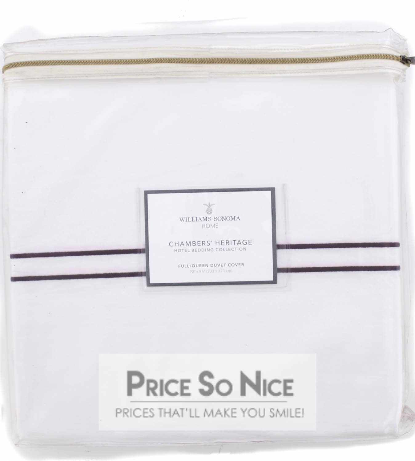 Williams Sonoma Chambers Italian Hotel Embroidered Duvet Cover Queen MSRP $359