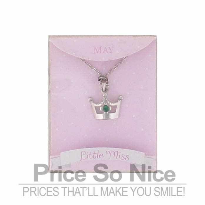 Little Miss May Crown Birthstone Necklace