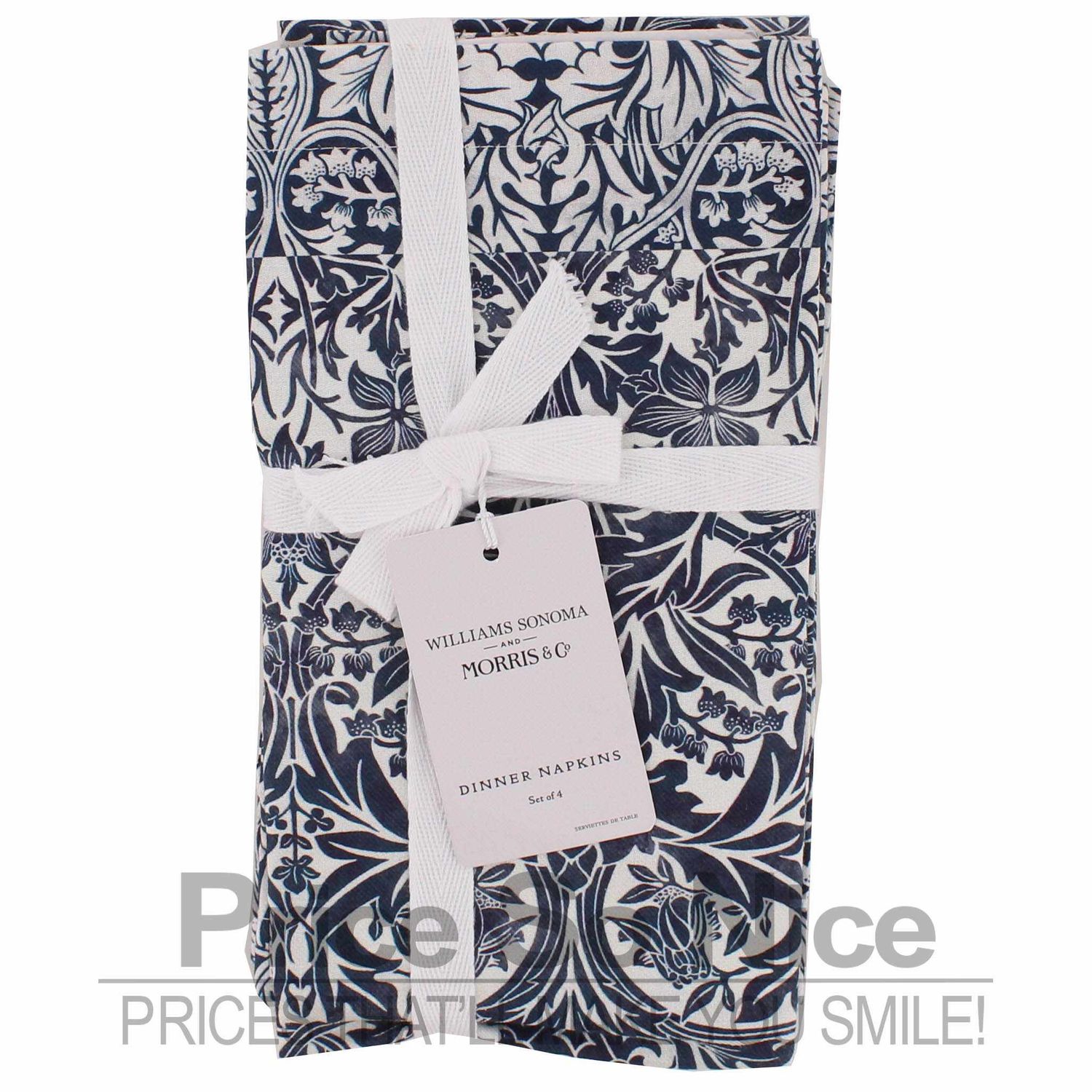 Williams Sonoma and Morris Co Bluebell Dinner Napkins - 20 x 20, Set of 4 MSRP $