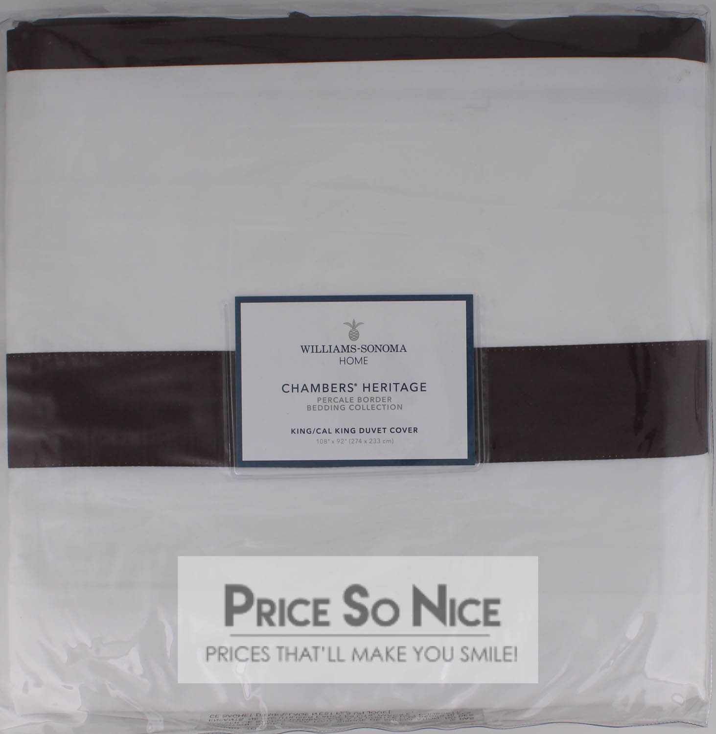 Williams Sonoma Chambers Heritage Brown King/Cal King Duvet Cover MSRP $399