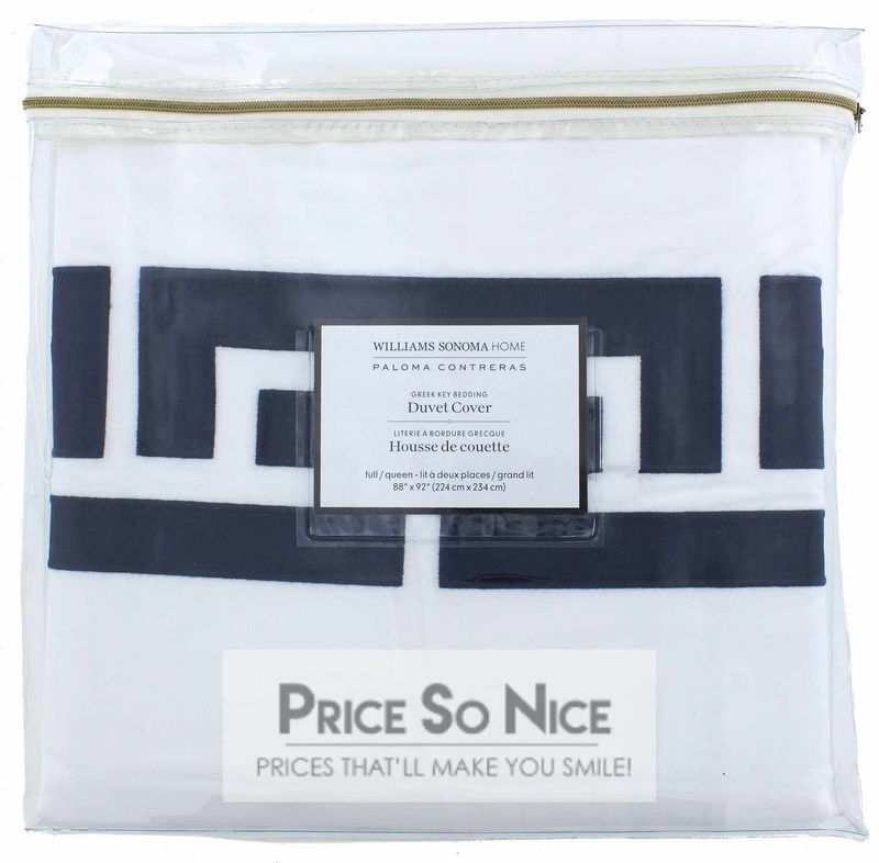 Williams Sonoma Paloma Contreras Greek Key Full/Queen Duvet Cover MSRP $349