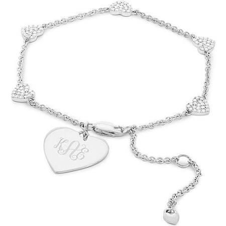 Things Remembered Sterling Silver Pave Heart Bracelet