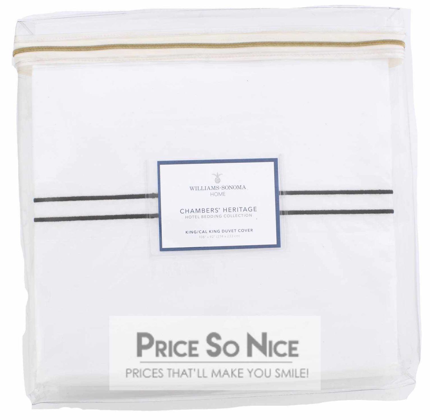 Williams Sonoma Chambers Italian HotelEmbroidered Duvet Cover King/Cal MSRP $399