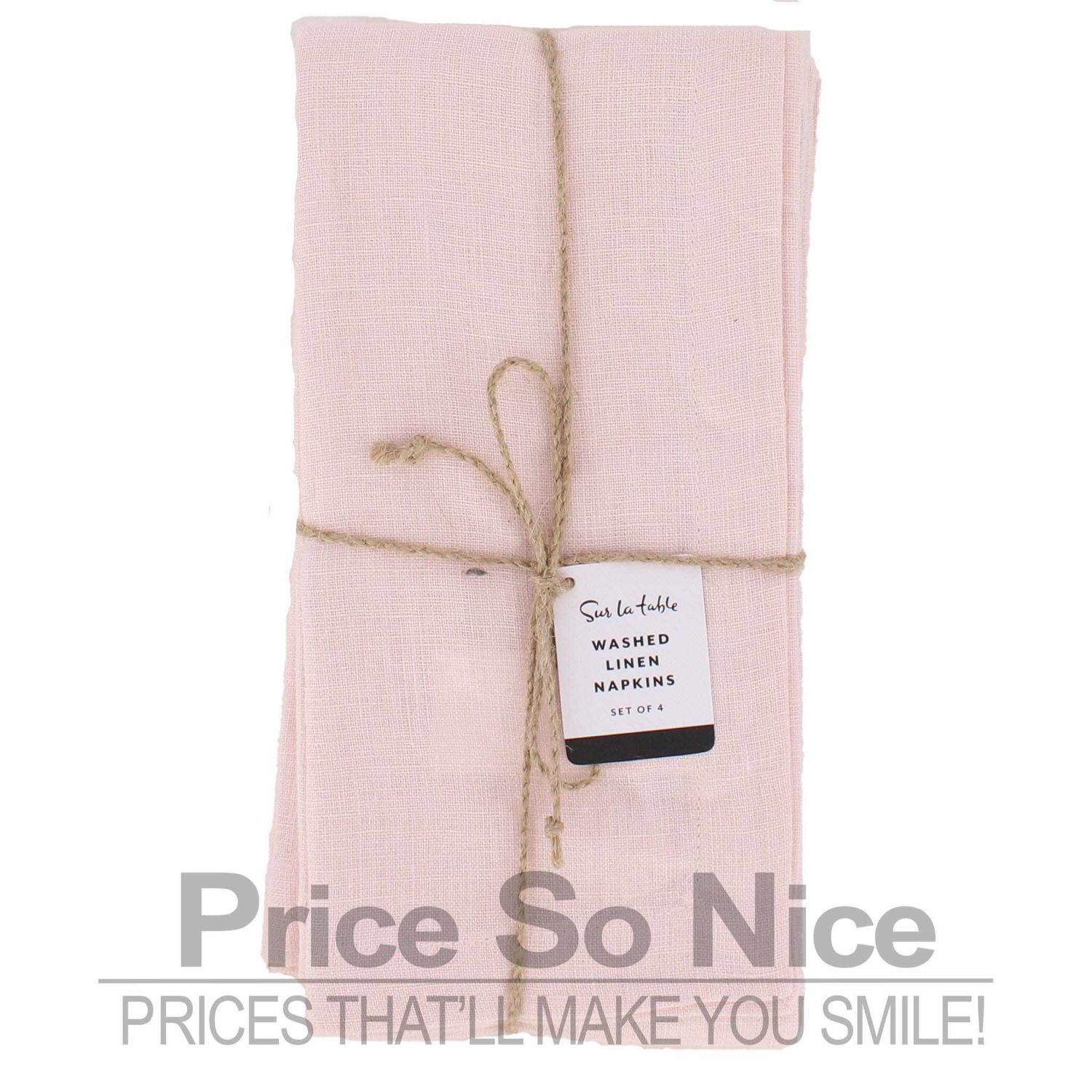 Sur La Table Washed Linen Napkins Pink - 20 x 20, Set of 4 MSRP $50