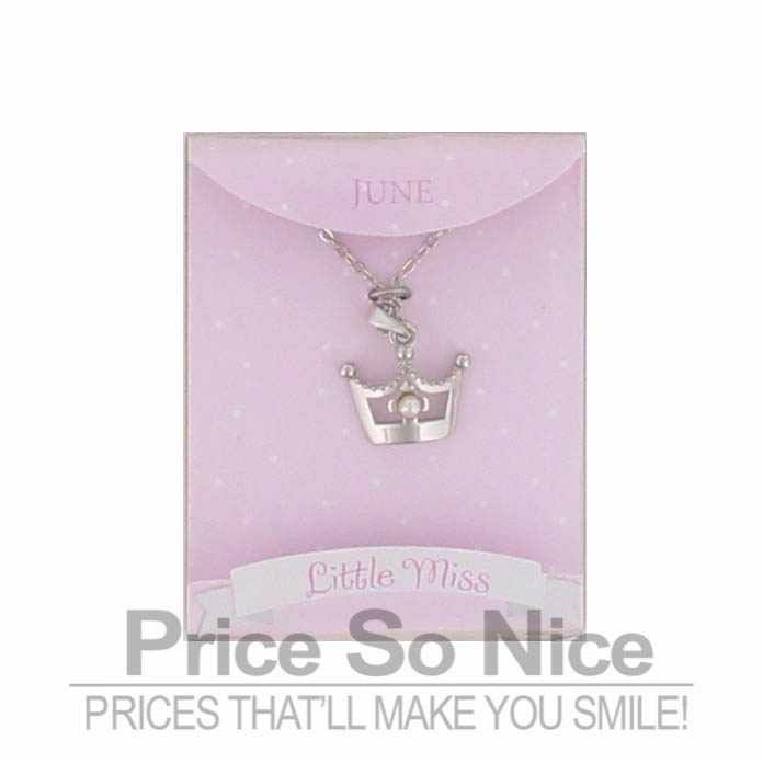 Little Miss June Crown Birthstone Necklace