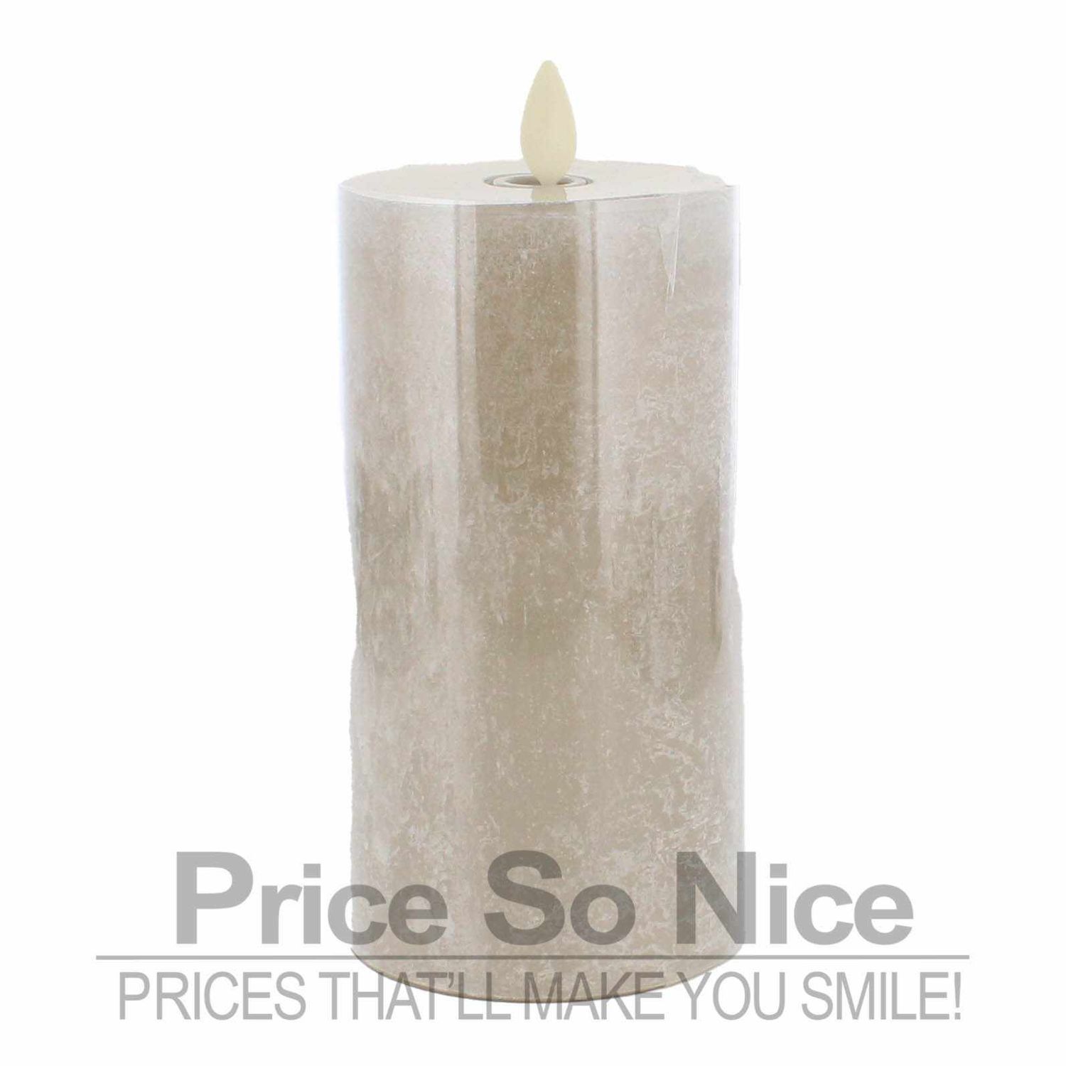 Pottery Barn Flickering Flameless Pillar Candle - Dove Salt Washed- 3x6&quot;