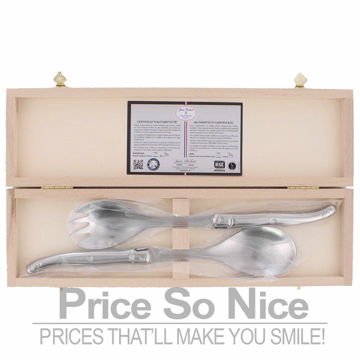 Jean Dubost Stainless Steel Salad Servers in Wood Box MSRP $89