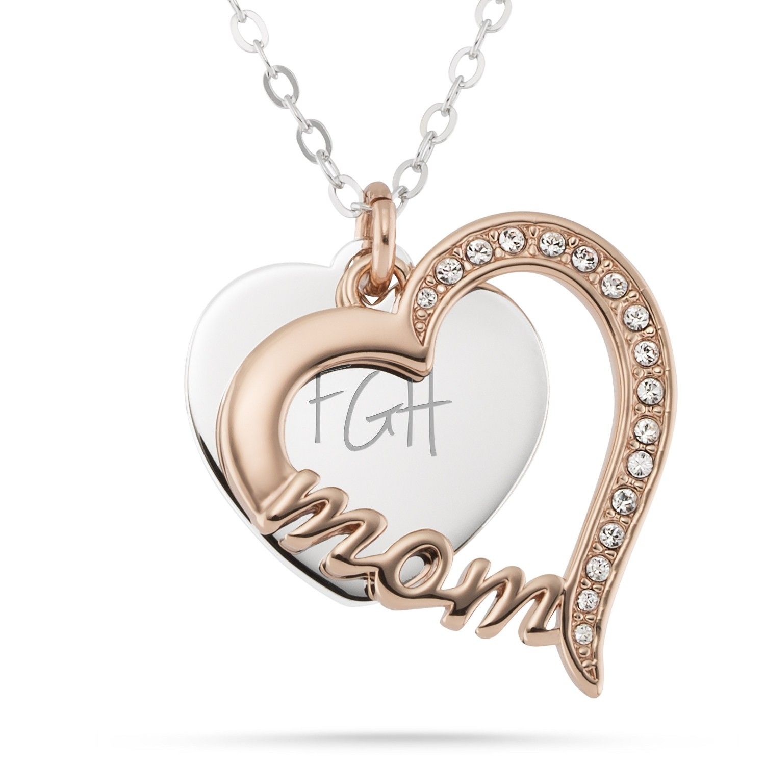 Things Remembered Sterling Silver Rose Gold Mom Heart Necklace