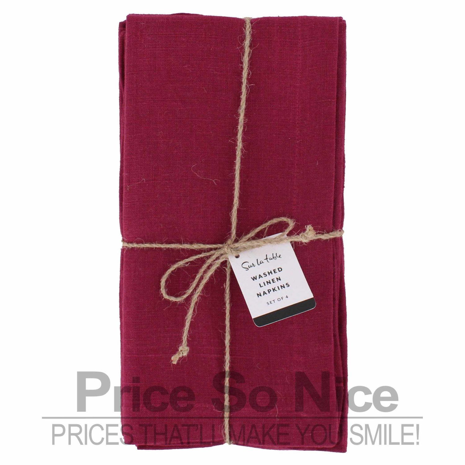 Sur La Table Washed Linen Napkins Boysenberry - 20 x 20, Set of 4 MSRP $50